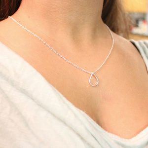 Dainty Droplet Teardrop Necklace in Gold or Silver
